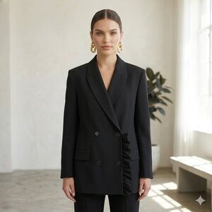 MSGM black ruffle double breasted blazer - size IT 46 (US 10) NWOT